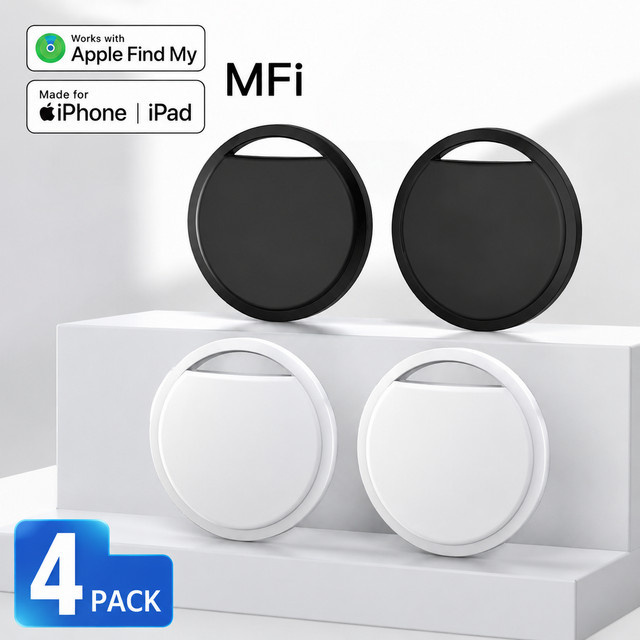 HIMOJO 4er-Pack Bluetooth-GPS-Tracker als AirTag Alternative, kompatibel mit Apple Find My und iOS, in Schwarz und Weiß - Bild 1