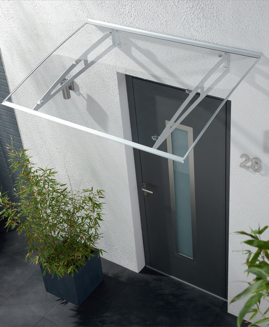 Powertec Garden Vordach aus transparentem Polycarbonat mit Aluminiumprofilen, Breite: 140 cm, Tiefe: 100 cm - Bild 1