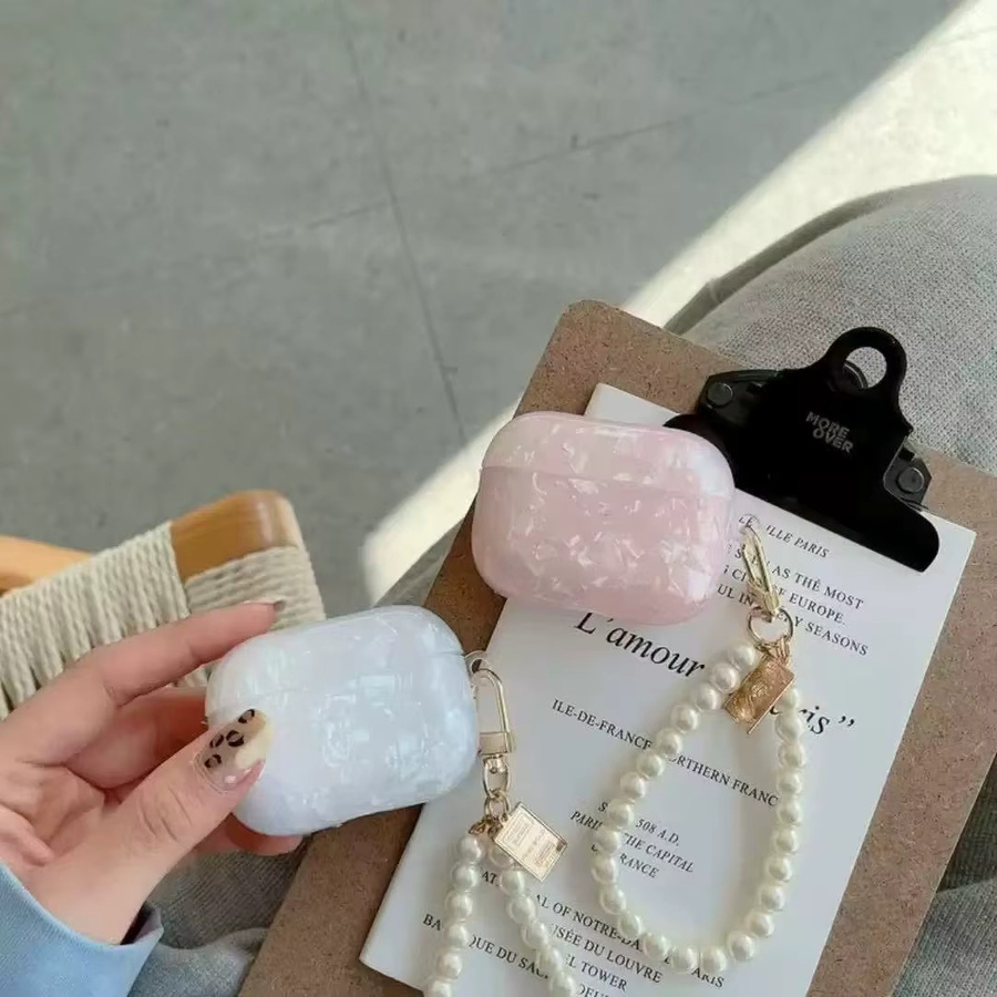 Perlen-Kopfhörerhülle für Apple AirPods 4, 3, Pro und Pro 2 mit Leoparden-Anhänger in Pink - Bild 2