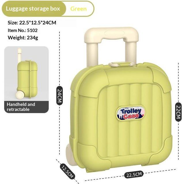 Binchi Outdoor Equipment Spielzeug-Aufbewahrungsbox mit ausziehbarem Trolley im Cartoon-Design, Grün - Bild 1