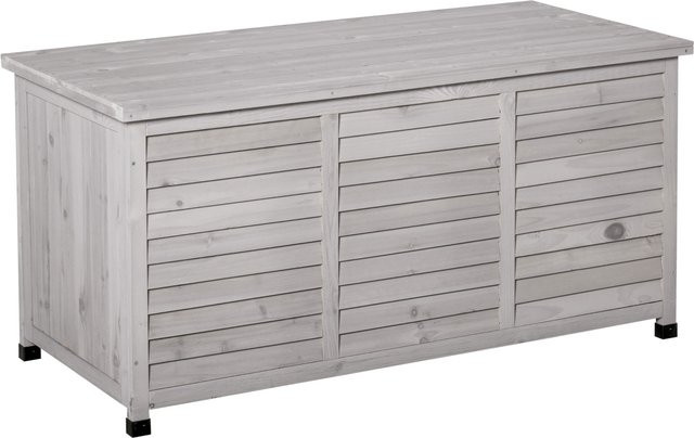 Outsunny Gartenschrank aus Tannenholz in Grau, wasserbeständiges Gerätehaus B/T/H: 127 x 56 x 60 cm - Bild 1