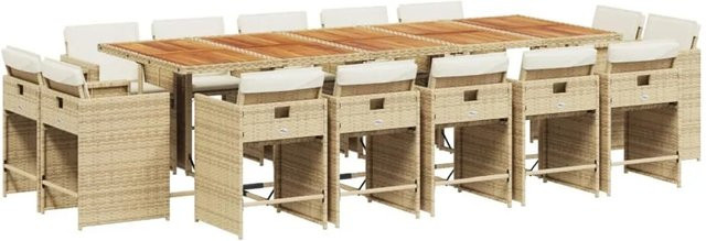 vidaXL 15-tlg Garten-Essgruppe aus PE-Rattan und Akazienholz mit Kissen in Beige und Braun - Bild 1