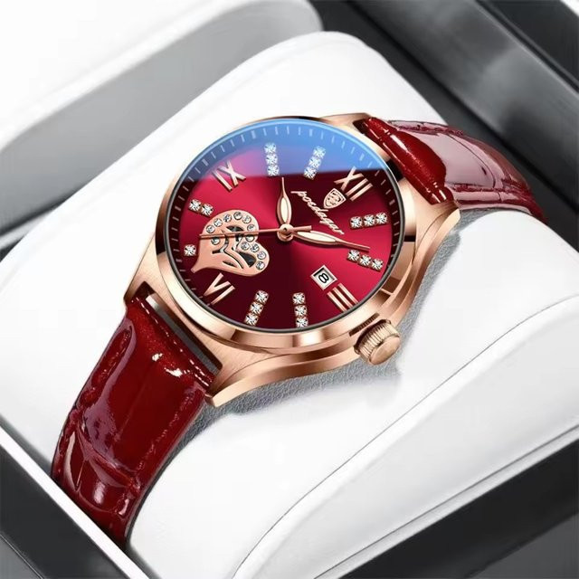 POEDAGAR Armbanduhr Quarz, Leder, Schwarz, Roségold, Damen - Bild 1