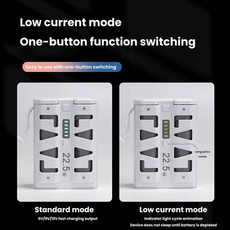occkic Powerbank Gehäuse mit 22,5 W Schnellladung und 2x21700 DIY-Batteriefach, Dual-Mode mit Niedrigstromladung, Grau oder Weiß - Bild 2