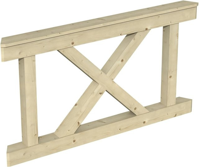 Skan Holz Brüstung Andreaskreuz aus Fichte in Natur, B: 150 cm, H: 84 cm - Bild 1