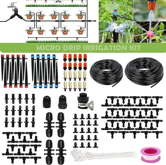 Alloet Micro-Tropfbewässerungsset für Gewächshaus und Garten mit 1/2 Zoll Schlauch und 1/4 Zoll Verteilerschlauch, 60,96 m - Bild 1