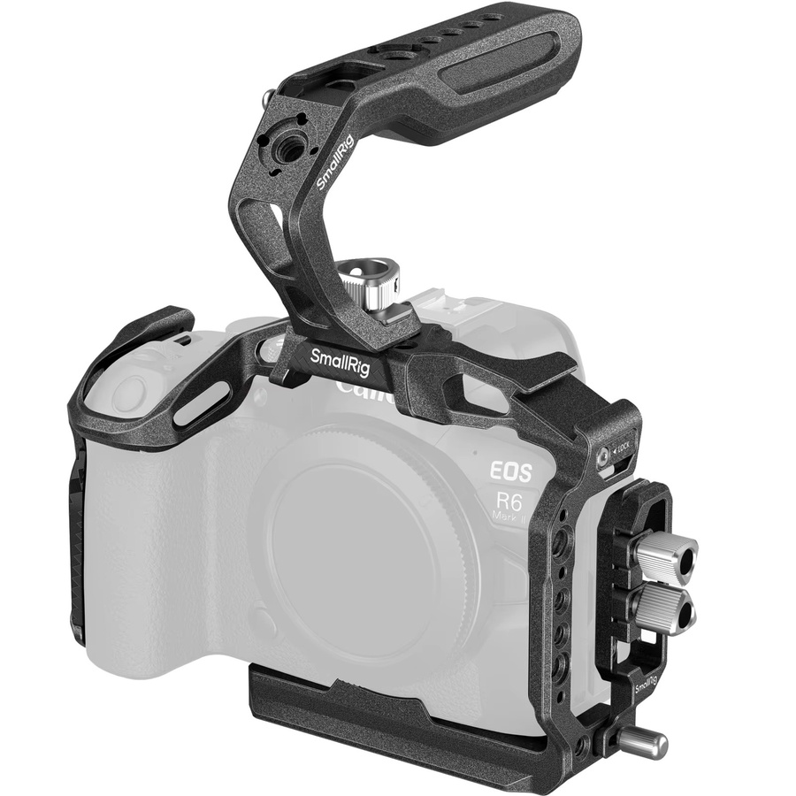 SmallRig Black Mamba Käfig-Kit für Canon EOS R6 Mark II in Schwarz mit Obergriff, Kabelklemme und Arca-Swiss Schnellwechselplatte - Bild 1