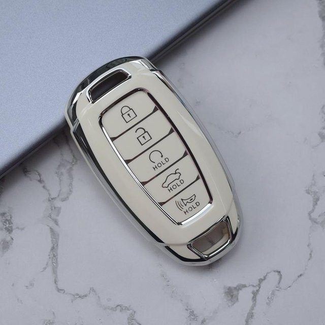 Autoschlüssel Hülle Cover Shell Fob für Hyundai i30 Ix35 KONA Encino Solaris Azera Grandeur Ig Accent Santa Fe in Schwarz oder Weiß - Bild 1