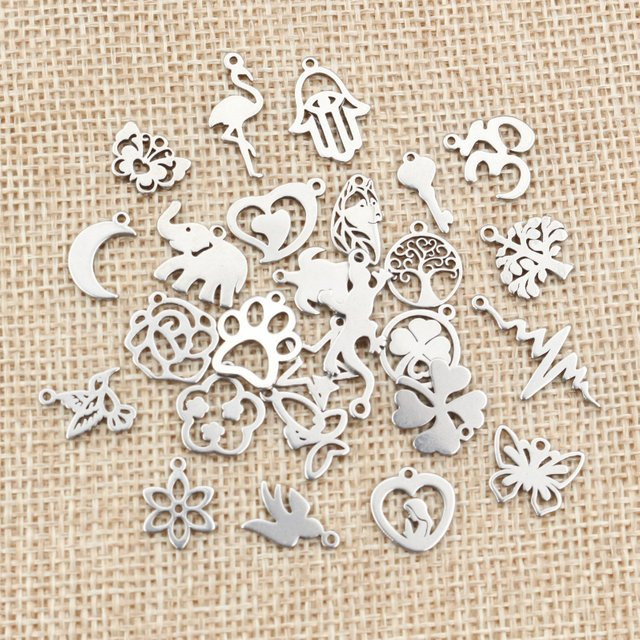 Cqhcyb Anhänger Edelstahl, Silber, Elephant Moon Star Herz, Unisex - Bild 1