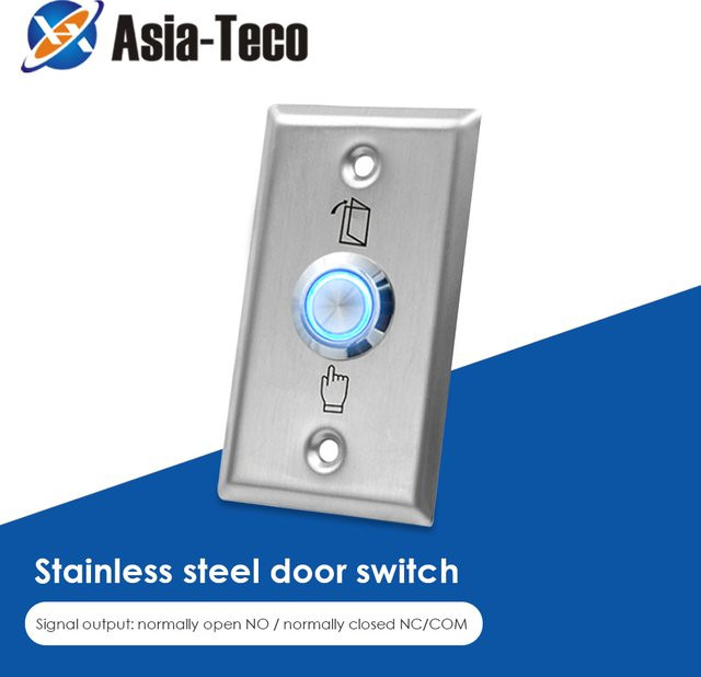 Asia-Teco Hinterleuchteter Edelstahl-Ausgangsschalter mit Türöffner-Sensor in Silber - Bild 1