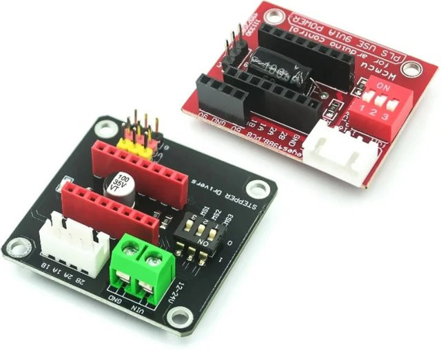 42er Schrittmotortreiber-Erweiterungsplatine DRV8825 und A4988 Steuerschildmodul für 3D-Drucker, kompatibel mit Arduino UNO R3 und Ramps 1.4, Farbe: Rot - Bild 1