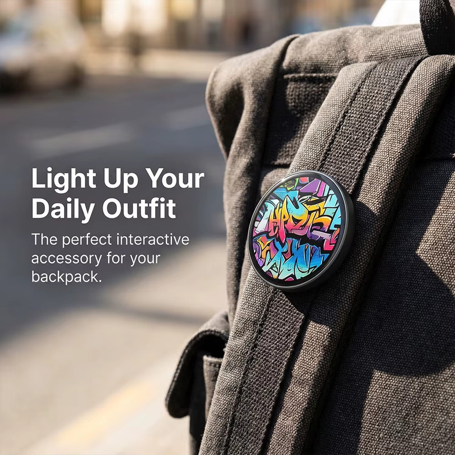 MRSVI Bluetooth Smart Cyber Badge mit 1,85 Zoll HD-Touchscreen für Bilder, GIFs, Text und Kurzvideos in Silber - Bild 5