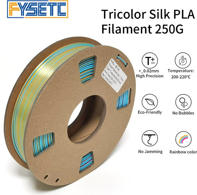 FYSETC Seiden-PLA-Filament Regenbogen Multicolor 1,75 mm 250 g/Rolle für FDM 3D-Drucker - Bild 1