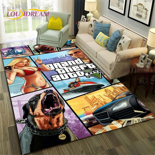 Karpetti Gamer Teppich Grand Theft Auto 3D Design, rutschfeste Bodenmatte aus Polyester für Wohnzimmer, Schlafzimmer oder Kinderzimmer, B/T: 60 x 40 cm, mehrfarbig - Bild 1