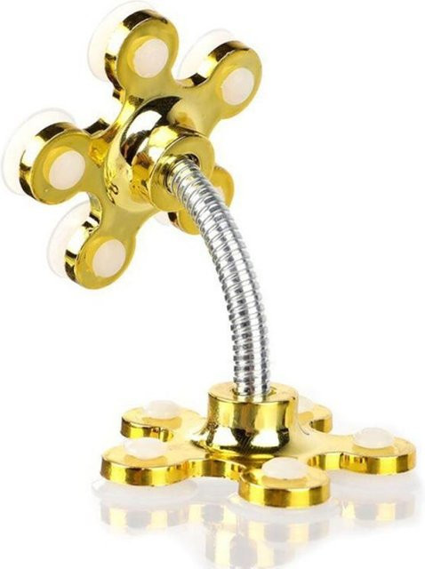 OOTDTY Universal Auto Handyhalterung mit Doppel-Saugnapf in Goldgelb im Blütenblatt-Design - Bild 1
