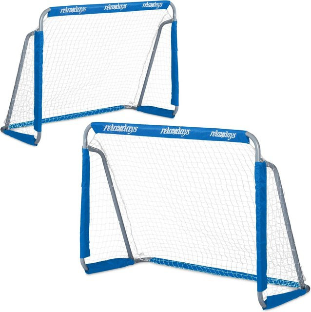 Relaxdays Fußballtore 2-teiliges Set Blau aus Eisen und Polyester - Bild 1