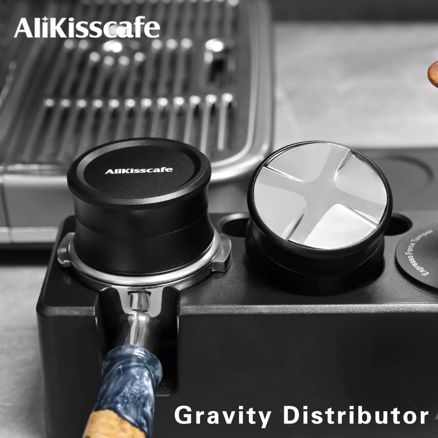 AliKisscafe Kaffee-Verteiler Schwerkraft-Adaptiver Nivellierer aus Edelstahl in Schwarz für 51mm, 54mm und 58mm Siebträger Espresso-Zubehör - Bild 4