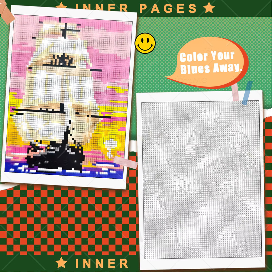 Mystery Mosaike Pixel Tier Malbuch mit bunten Graffiti Motiven zur Entspannung in Multicolor - Bild 3