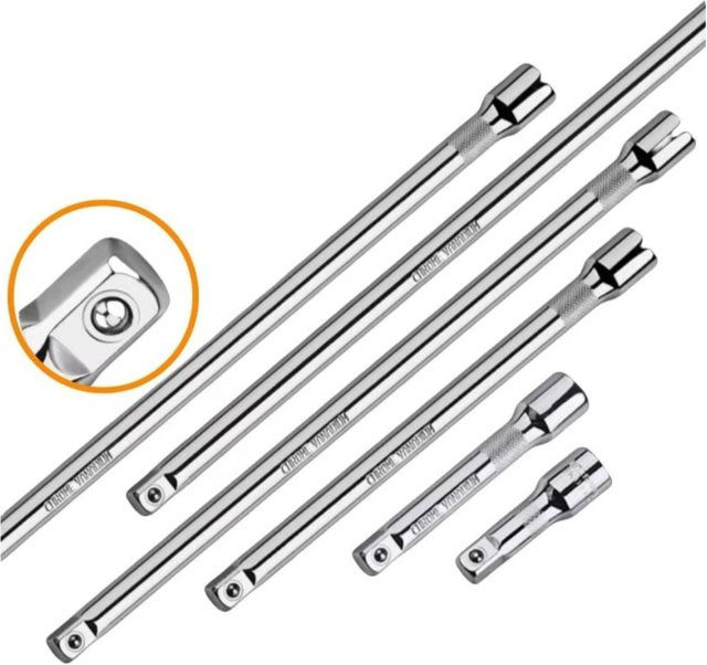 Professioneller Steckschlüssel-Verlängerer für Ratschen in den Größen 1/4", 3/8" und 1/2" in Silber - Bild 1