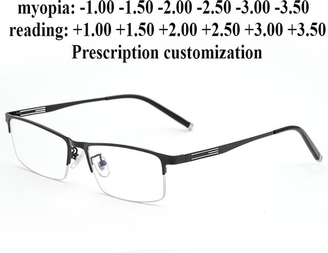 Moojolo Lesebrille Halbrahmen, Titan, rechteckig, Herren, Anti Blau Licht - Bild 1