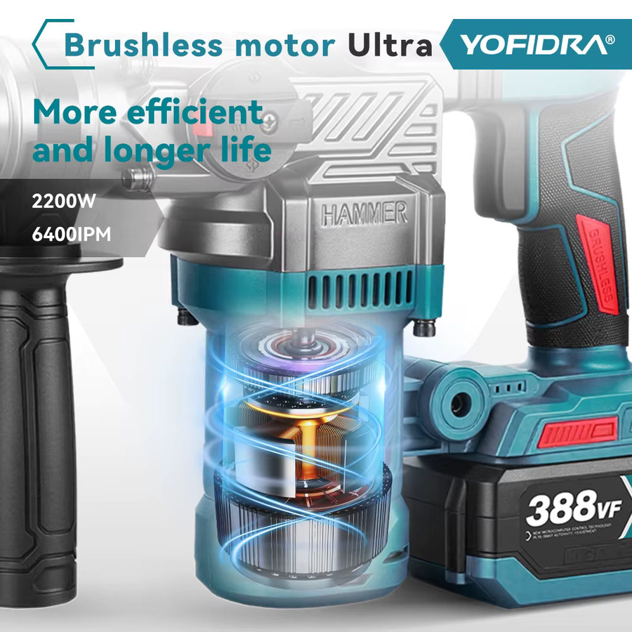 Multifunktionaler bürstenloser Akku-Schlagbohrer von Makita mit 26 mm Bohreraufnahme, kompatibel mit Makita 21V LXT Akkus - Bild 2
