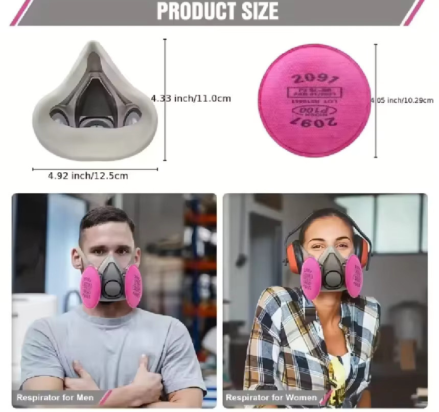 3M Atemschutzmasken-Set mit 6200 Halbmaske, 2097 Filtern und klarer Schutzbrille zum Schutz vor Epoxidstaub, organischen Dämpfen und Formaldehyd beim Schweißen und Schleifen - Bild 3