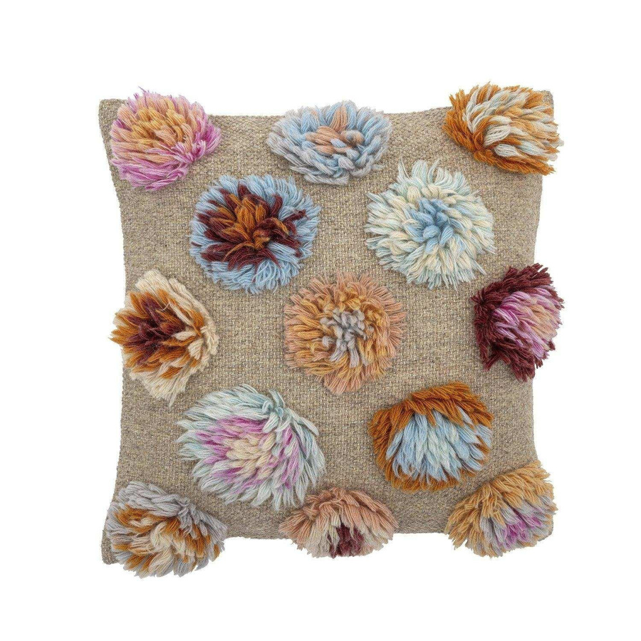 Bloomingville Somma Kissen floral in Off-White und Multicolour, B/B/H: 50 x 50 x 50 cm - Bild 1