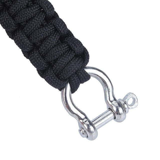 Survival-Armband 550 Paracord, Edelstahl, Schwarz, Unisex - Bild 1