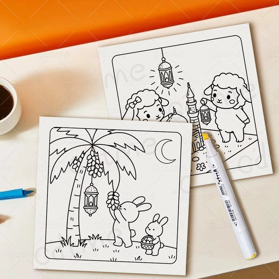 Ramadan-Malbuch für Erwachsene mit bunten Motiven von Halbmond und Laternen zur Entspannung und zum Stressabbau - Bild 5