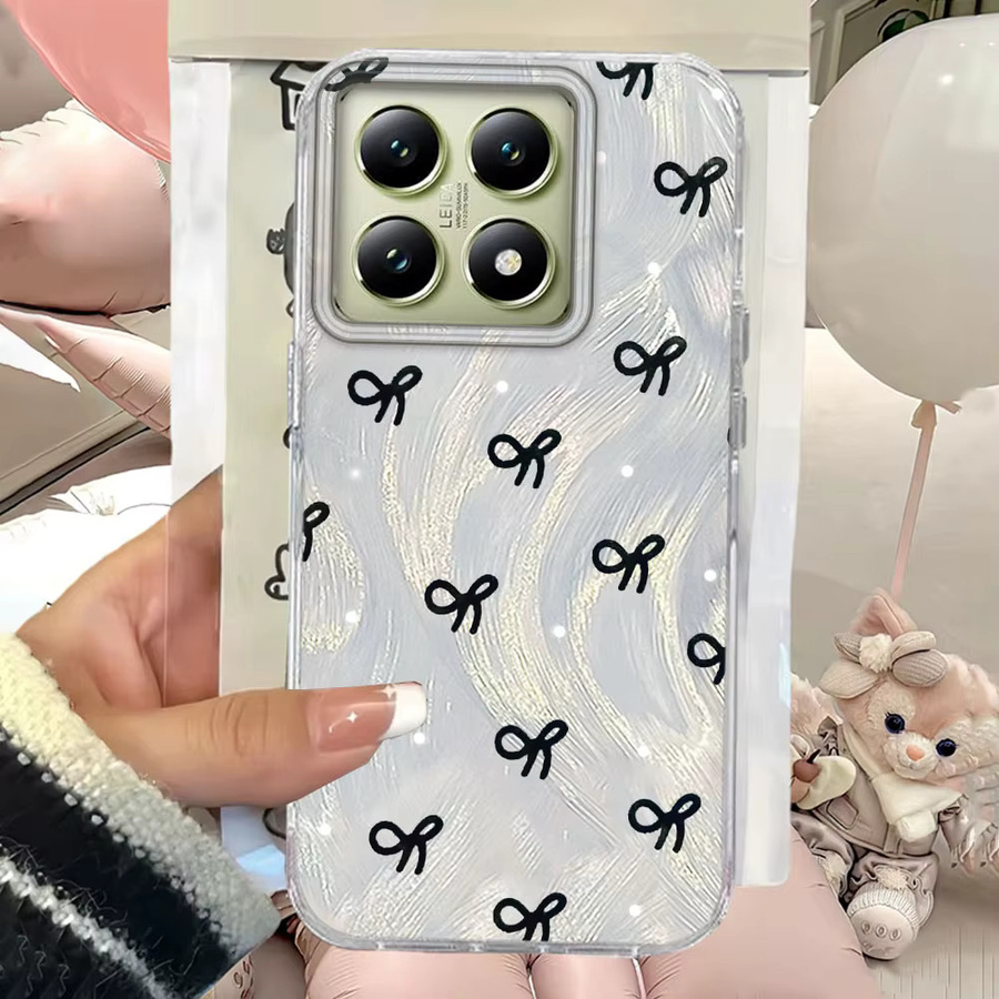 INS Handyhülle mit Mädchen-Print und Herz-Schleifen für Xiaomi 14T 13T Pro 11 Lite Poco X5 X6 X7 M6 C65 C61 M5S in Transparent - Bild 2