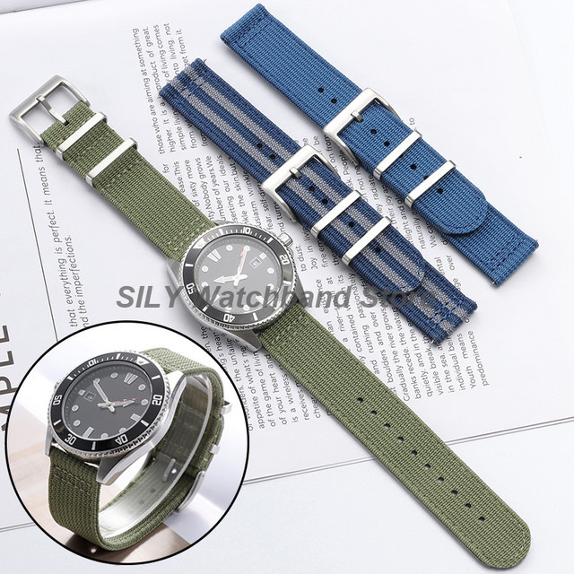 Uhrenarmband asukaband, Nylon, Textil/NATO, armeegrün, Unisex, 20/22 mm - Bild 1