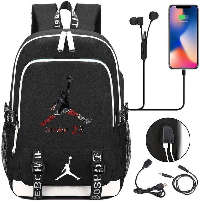 3-teiliges Schulrucksack-Set für Schüler in Schwarz aus Oxford-Stoff mit Federmäppchen und Schultergurt - Bild 1