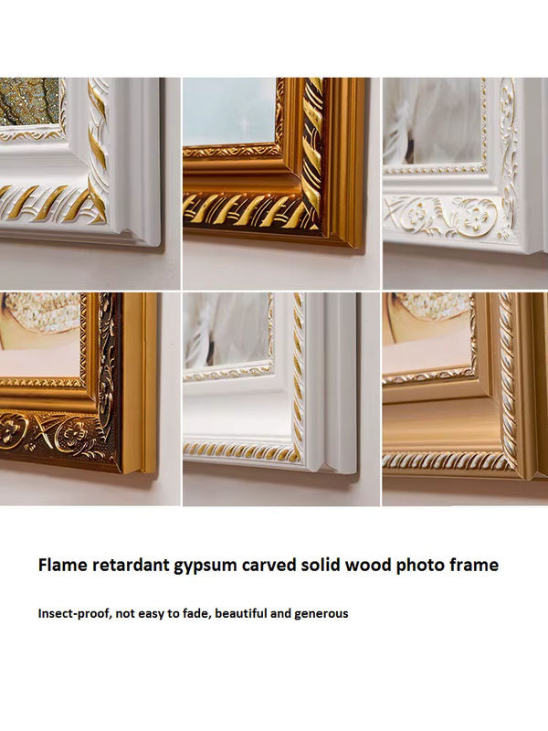 Keepmore Bilderrahmen aus Massivholz im Vintage-Stil mit floralem Design, Rechteckig, B/H: 30 x 40 cm, Farben: Weiß oder Gold - Bild 3
