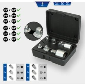 Brilliant Tools BT024006 Steckschlüssel-Adapter-Set aus Chrom-Vanadium in Silber, 6-teilig - Bild 2