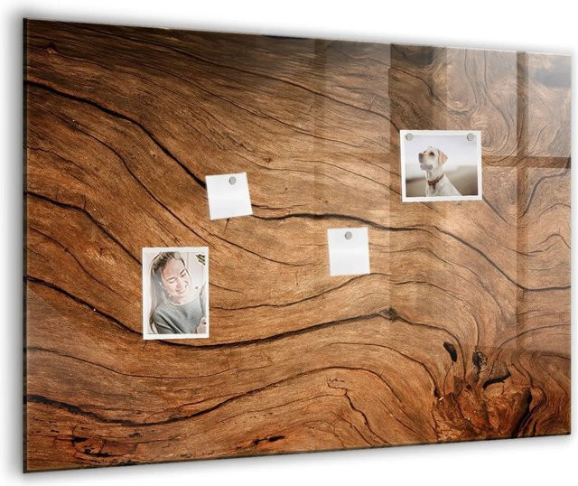 Tulup Glasmagnettafel in Weiß mit altem Holz, beschreibbares Whiteboard für die Wand, B: 100 cm, H: 70 cm - Bild 1