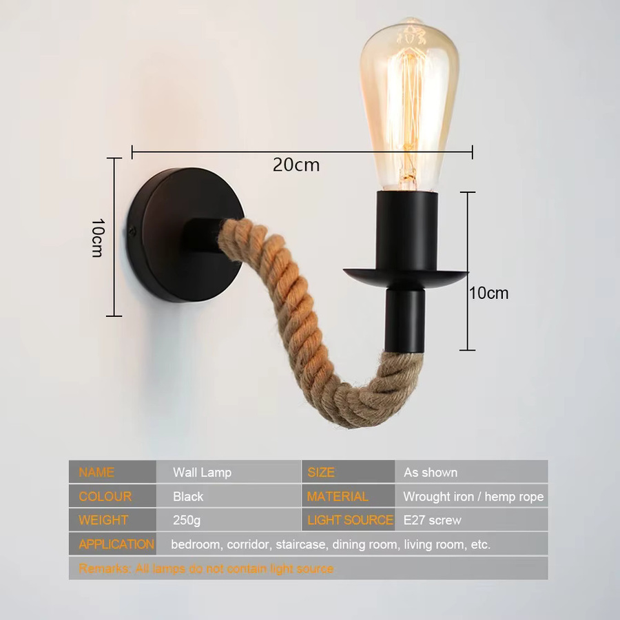 JOYINLED Vintage Wandleuchte aus Holz und Metall in Schwarz und Weiß für E26/E27 Fassungen - Bild 4