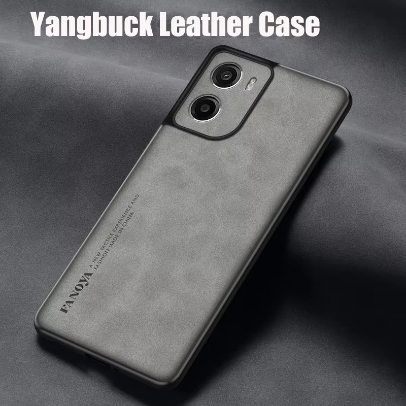 Schutzhülle aus Lammfell-Leder für Motorola Moto G06, Moto G56 und G86 in Grau mit Stoßfestigkeit und Objektivschutz - Bild 2