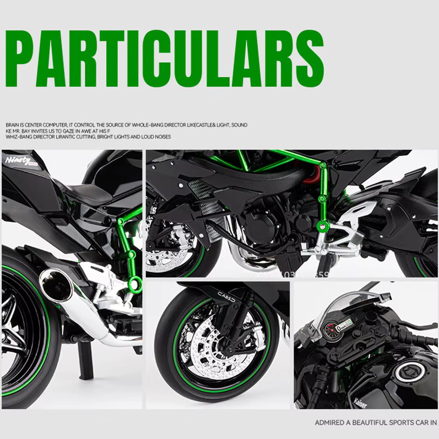 MAKEDA Kawasaki NINJA H2R Modell Motorrad, 1:9, Metall, mit Licht und Sound - Bild 2