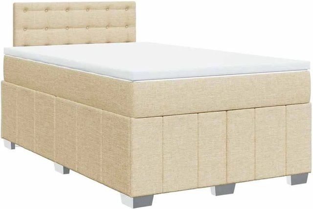 vidaXL Boxspringbett mit Matratze und Taschenfederkern in Creme, B/T: 120 x 200 cm - Bild 1