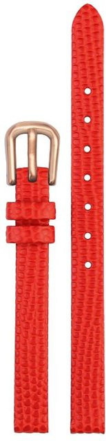 kaidini Uhrenarmband Leder, Eidechsenprägung, rot, Damen, 10mm - Bild 1