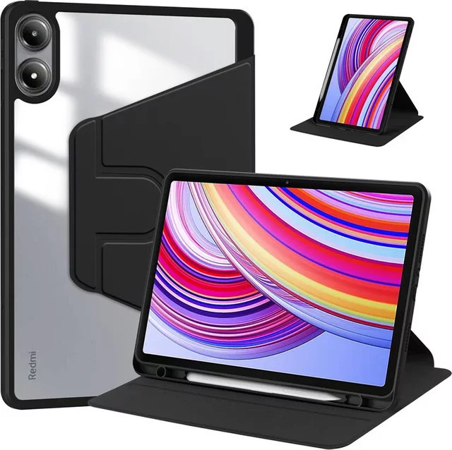 360 Grad rotierende Tablet-Ledertasche für Xiaomi Redmi Pad Pro und MiPad in Schwarz - Bild 1
