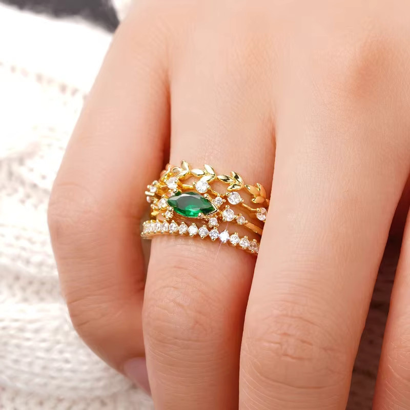 Huitan Damenring, Zirkonia, Gold, 4 Teile/Satz - Bild 3