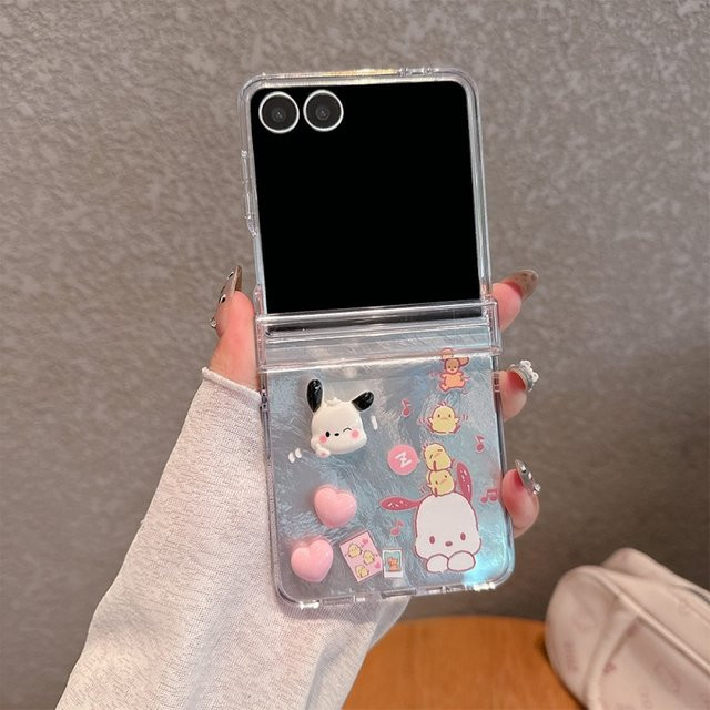 Stoßfeste Pacha-Hundepuppen Handyhülle mit Trageschlaufe für Samsung Galaxy Z Flip8, Z Flip7 FE, Z Flip6 und Z Flip5 in Transparent - Bild 1