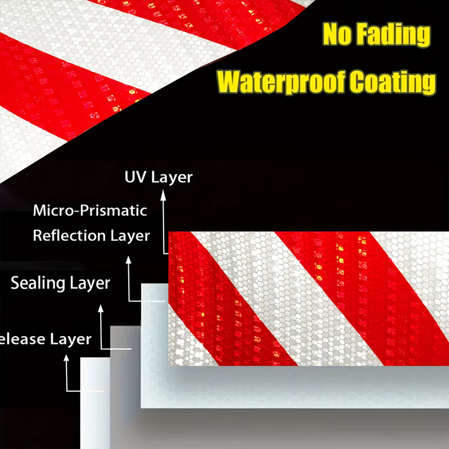 Reflektierendes Twill-Gitterband in Grün und Rot, wasserdicht und selbstklebend als Sicherheitswarnaufkleber zur Auffälligkeitsmarkierung für LKW-Fahrzeuge - Bild 6