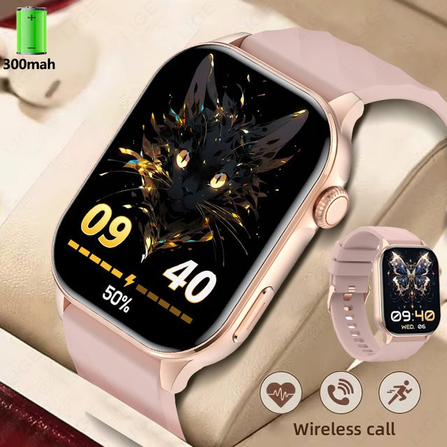 LIGE Smartwatch, 2,01 Zoll, Schwarz, Silikon, Damen - Bild 1