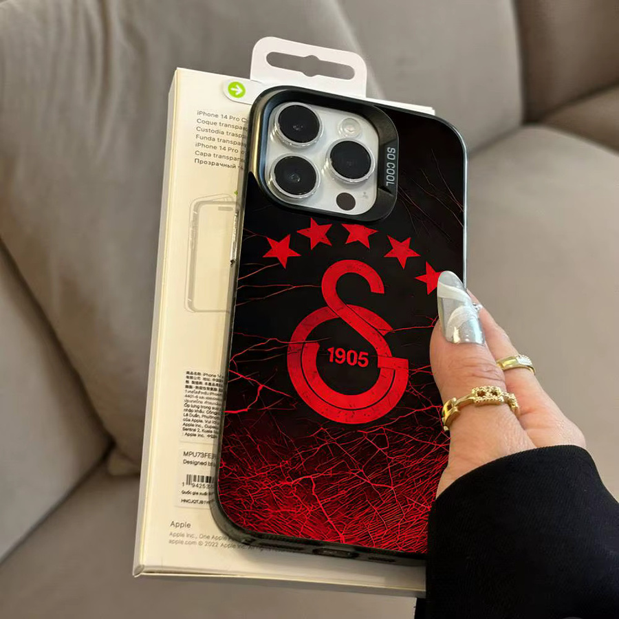 Handyhülle Galatasaray Clubs Design für Apple iPhone 11 12 13 14 15 16 17 Pro Max Plus XR XS in Rot - Bild 3