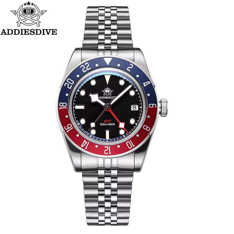 ADDIESDIVE Armbanduhr, Quarz, GMT, Edelstahl, Blau, Unisex - Bild 5