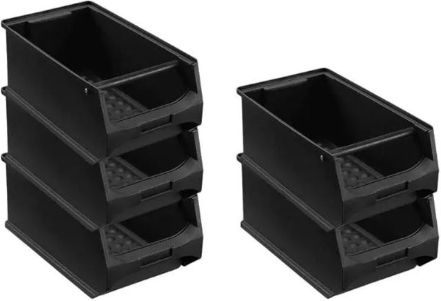 PROREGAL SparSet 5x ESD Sichtlagerbox 4,1 Leitfähige Sichtlagerbehälter mit Griffstange, Schwarz, H x B x T: 15 x 20 x 35 cm, 7,2 Liter - Bild 1