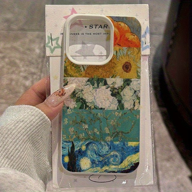Handyhülle mit Ölgemälde-Mosaik-Aufdruck für Apple iPhone 17, 16, 15 Serien in Beige und Multicolour - Bild 1