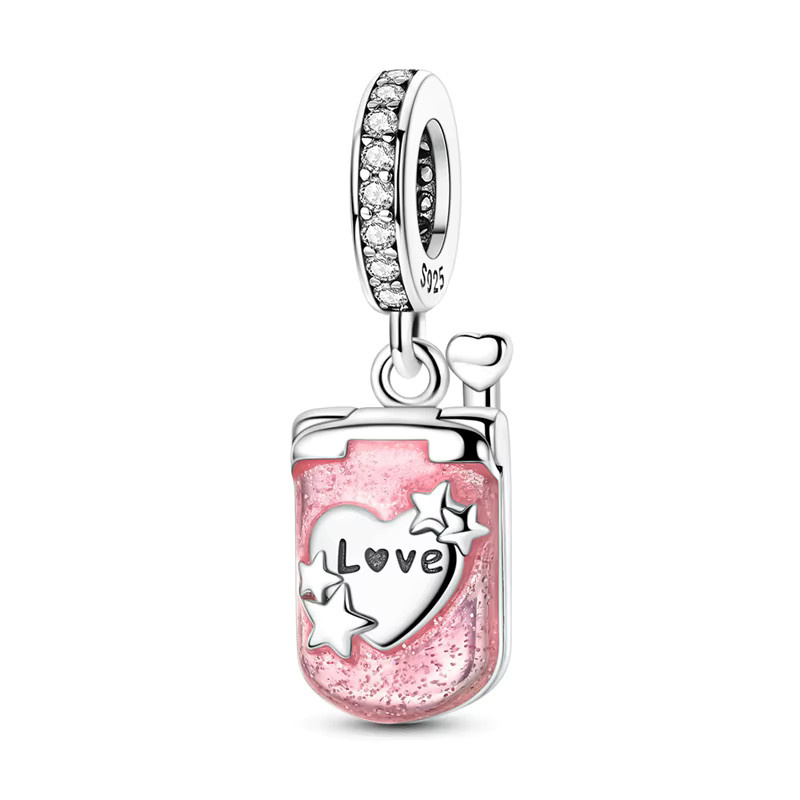 parmuz Charms, 925 Silber, Perle, Zirkonia, rosa, Damen - Bild 1
